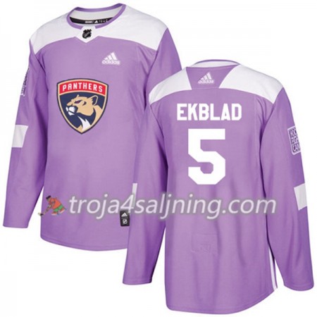Florida Panthers tröja Aaron Ekblad 5 Adidas 2017-2018 Lila Fights Cancer Practice Authentic - NHL Tröjor Herr